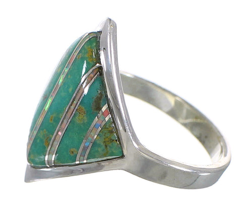 Authentic Sterling Silver Southwest Turquoise Opal Ring Size 4-3/4 QX82454